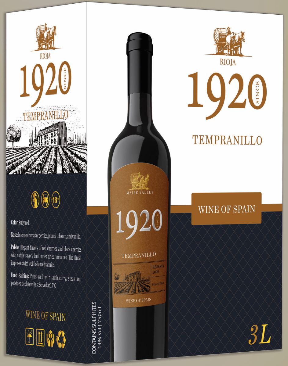 Vang bịch 1920 Tempranillo 3 lít
